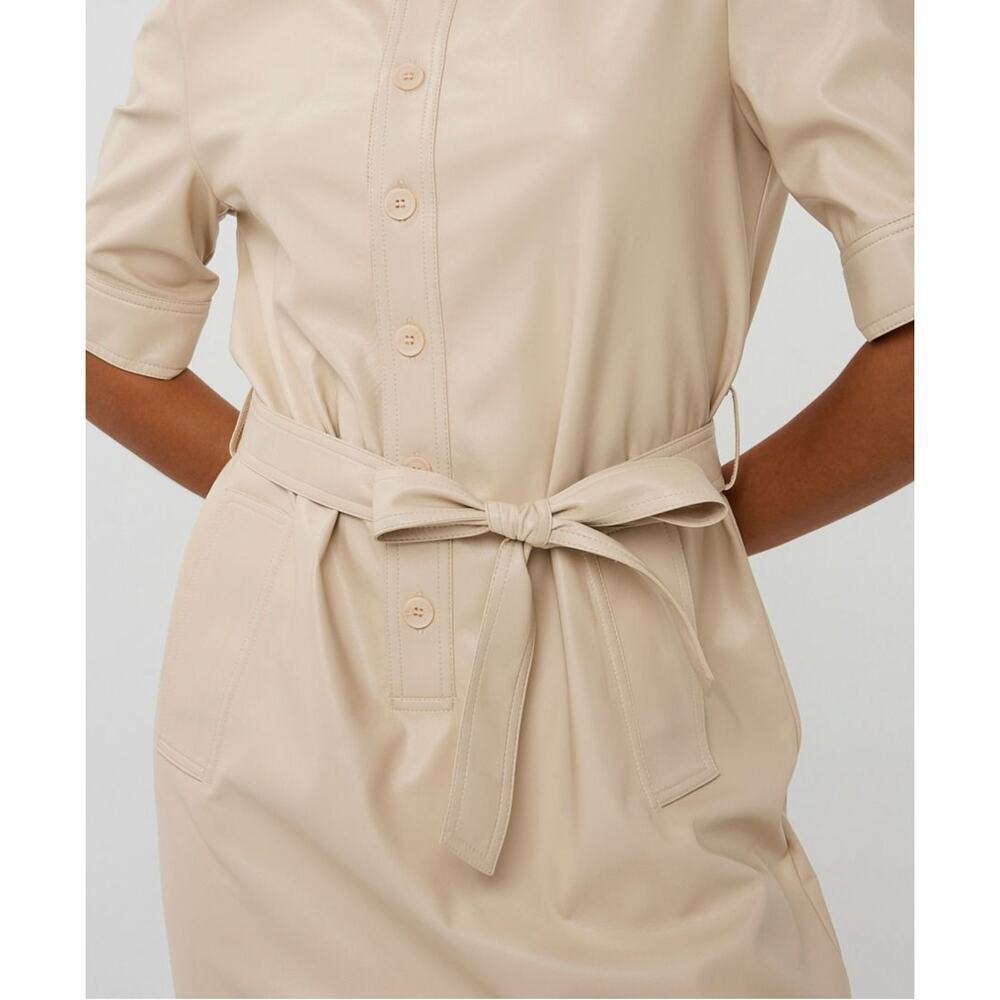 EsQualo super soft vegan leather shirt dress cream size 4 - Picture 3 of 14